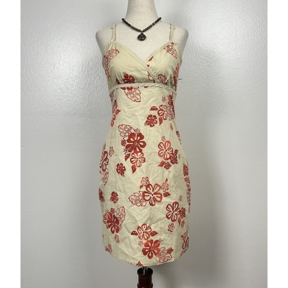 Vintage‎ Y2K Tilt Women's Tropical Hibiscus Dress Size S Coconut Girl Beach - Picture 3 of 8